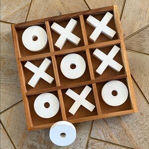 Wooden Minimalist Tic Tac Toe Game Set or Decor – 12”x12”x1”